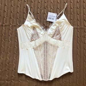 La Perla White & Nude Bustier Corset w/ Lace